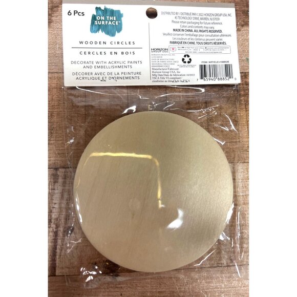 6 Pack Unfinished Wooden Circle Coaster Wood Round Cutout for DIY Crafts - Picture 2 of 3